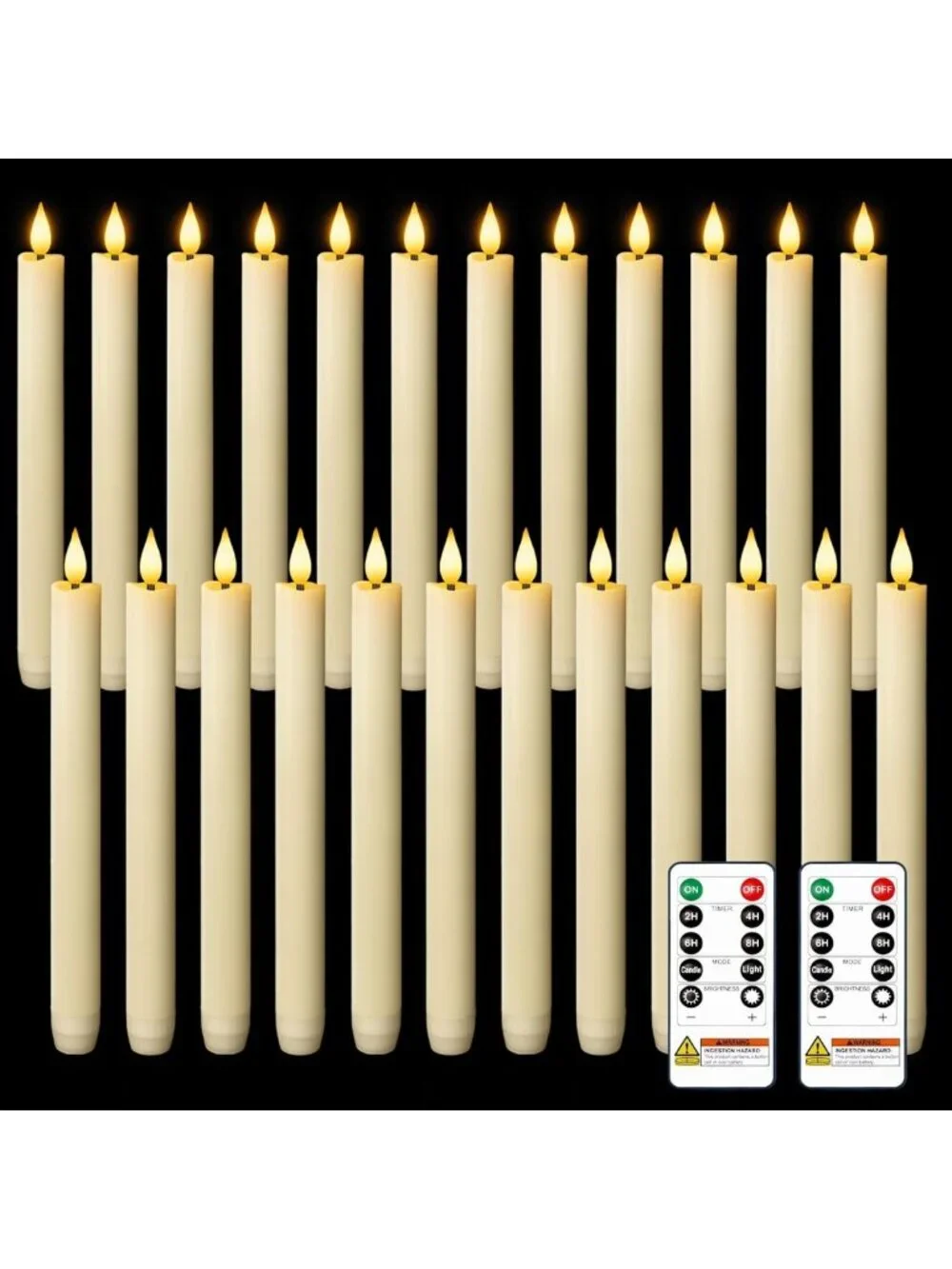 24 Pcs Flameless Taper Candles with Remote - Flickering LED Candlesticks for